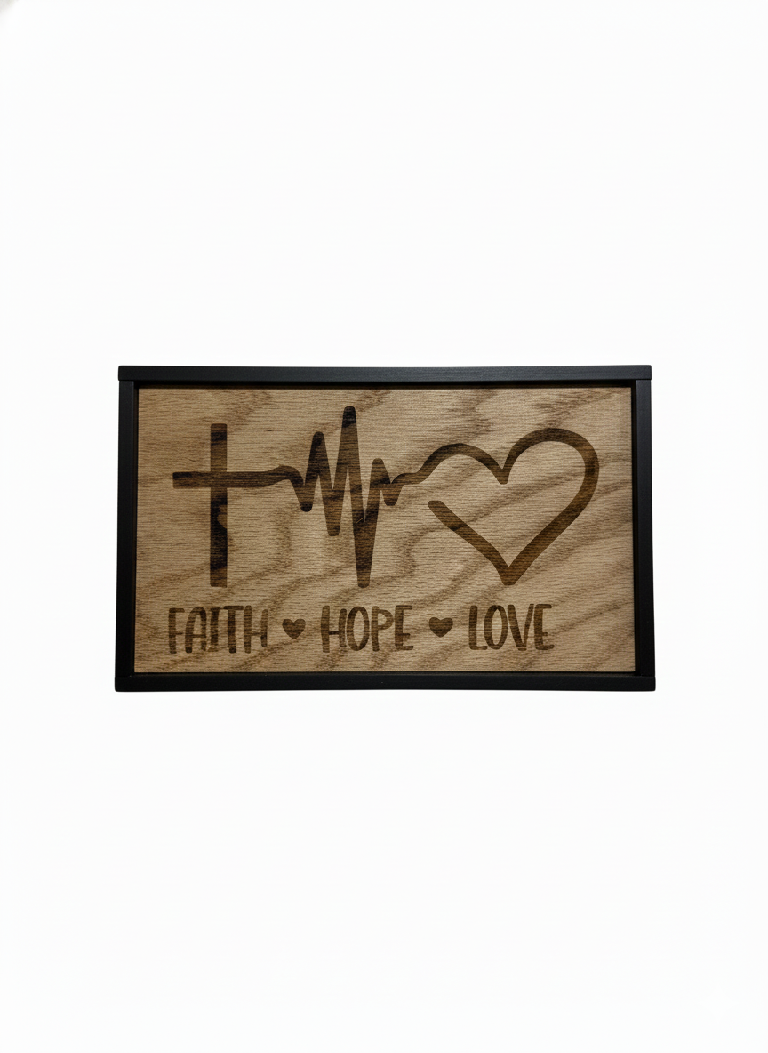 Faith, Hope, Love - 6"x10" Wooden Sign