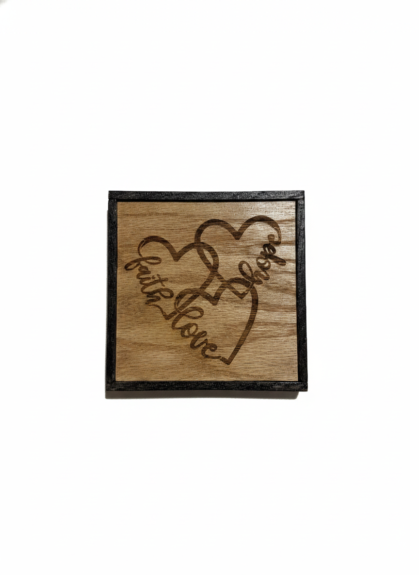 Faith, Hope, Love Hearts - Wooden Sign