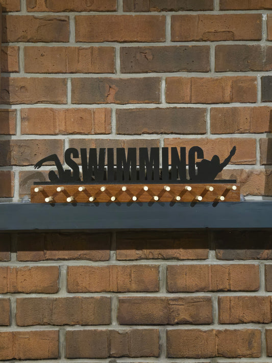 Swimming Hardwood Medal Display