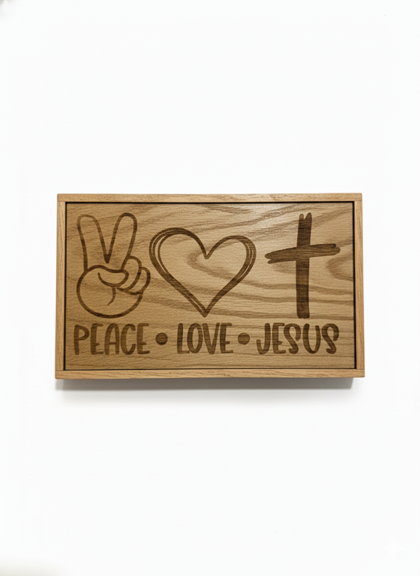 Peace, Love, Jesus - 6"x10" Wooden Sign
