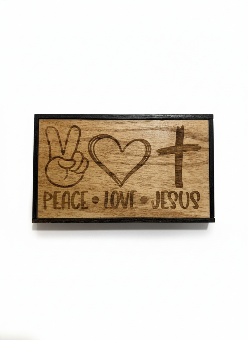 Peace, Love, Jesus - 6"x10" Wooden Sign