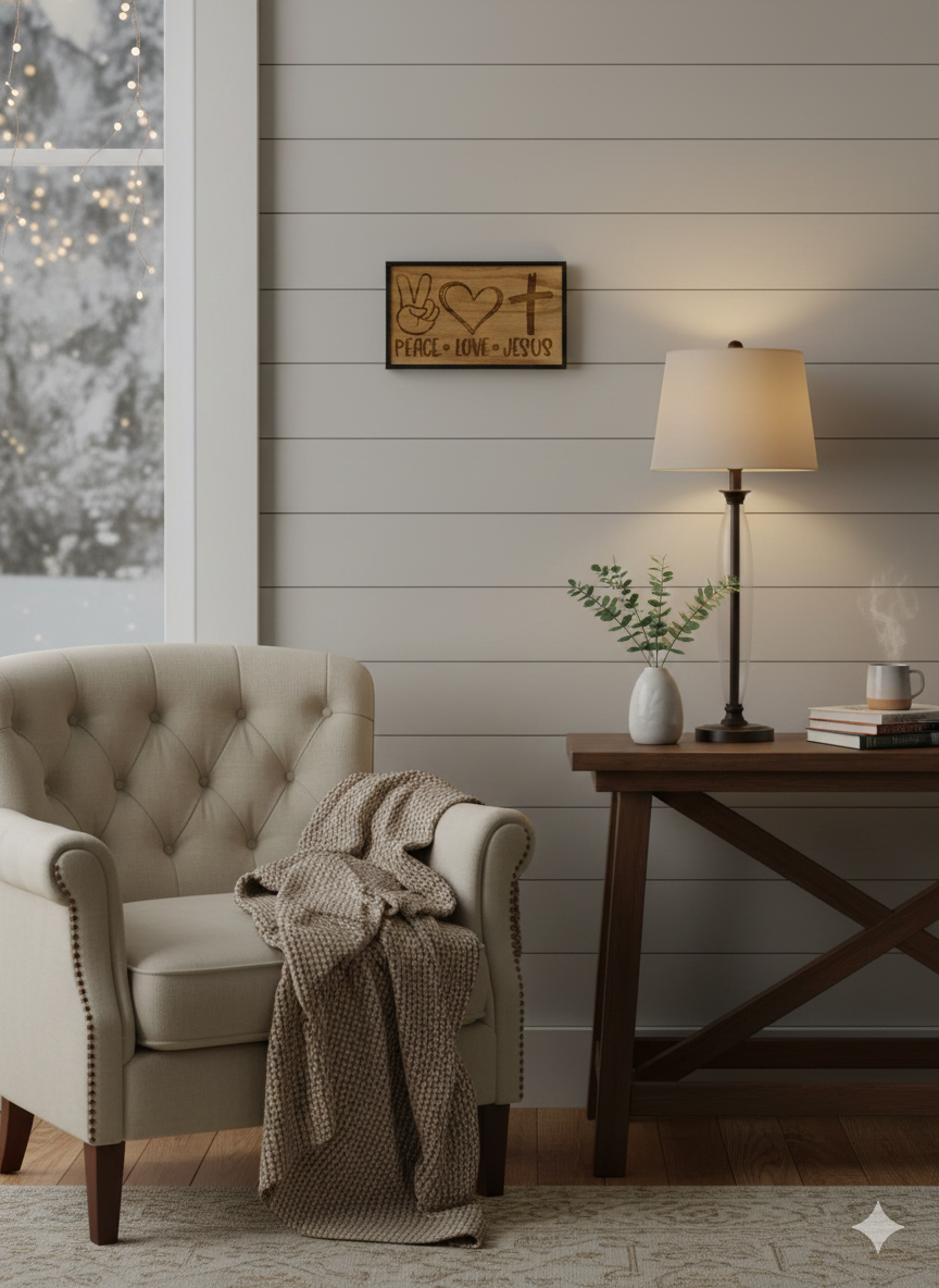 Peace, Love, Jesus - 6"x10" Wooden Sign