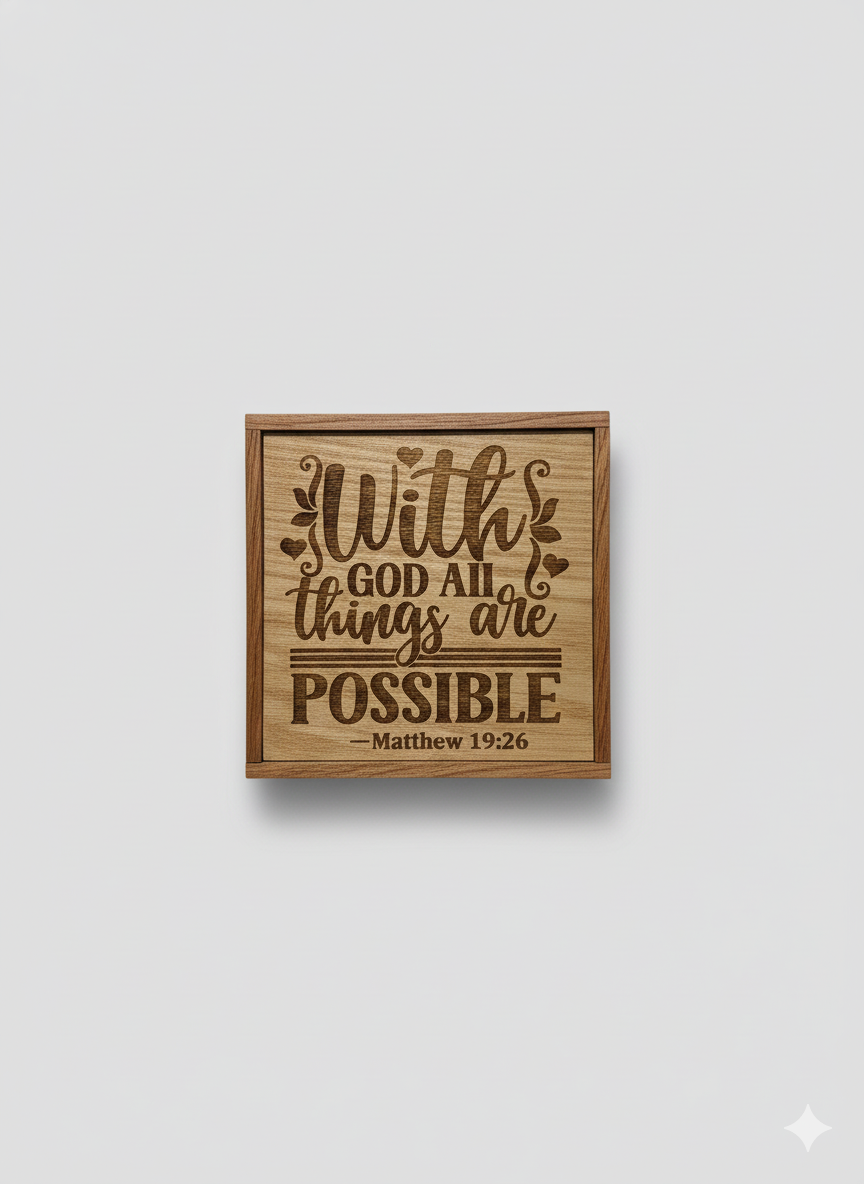 With God All Things are Possible - Wooden Sign