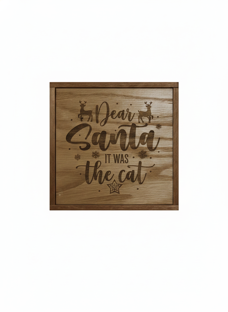 Dear Santa, It was the Cat - Wooden Sign