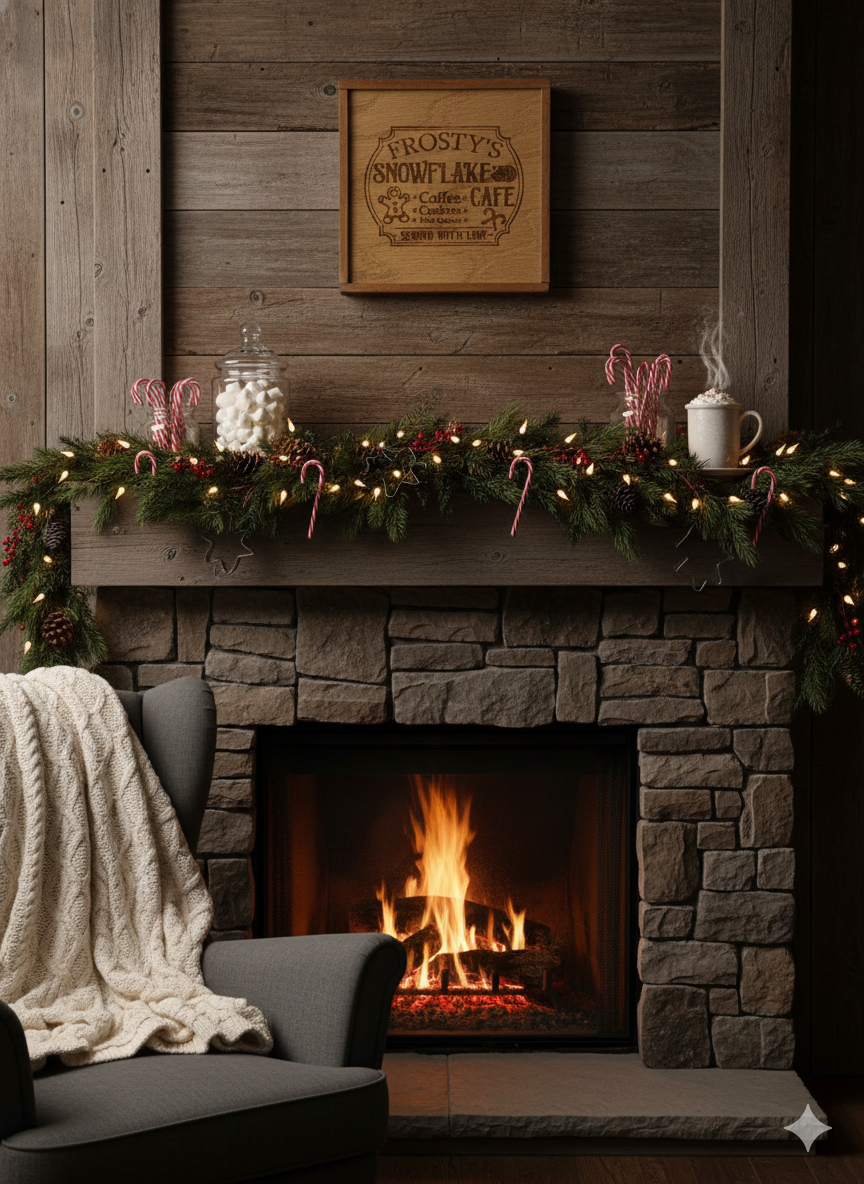 Frosty's Snowflake Cafe - Wooden Sign