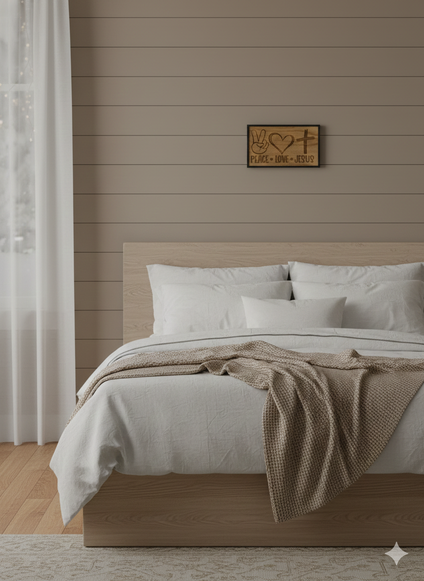 Peace, Love, Jesus - 6"x10" Wooden Sign