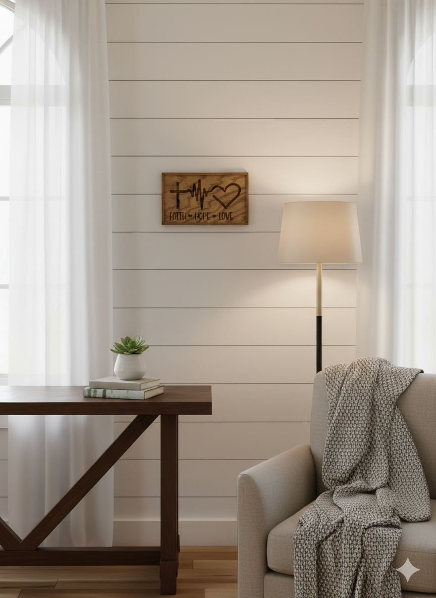 Faith, Hope, Love - 6"x10" Wooden Sign