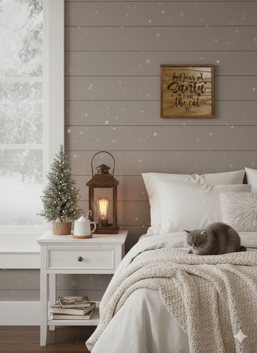 Dear Santa, It was the Cat - Wooden Sign