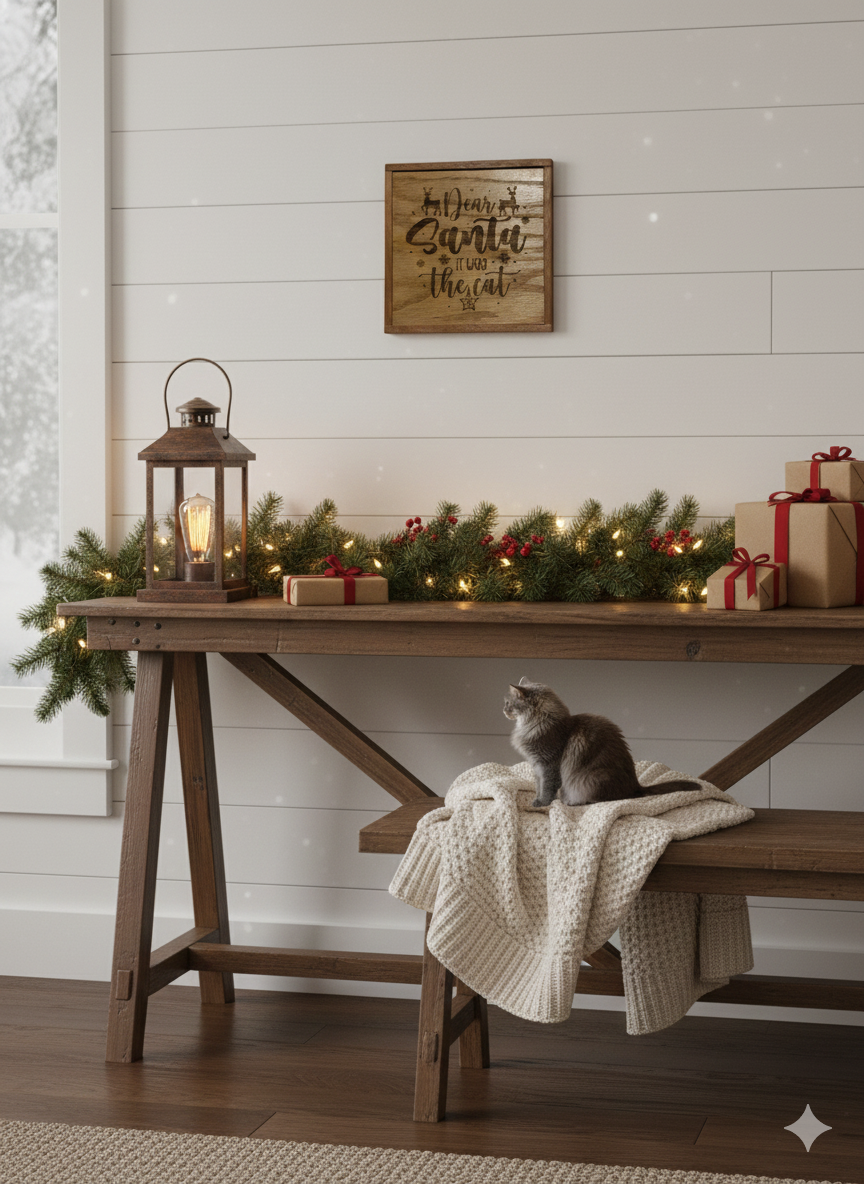 Dear Santa, It was the Cat - Wooden Sign