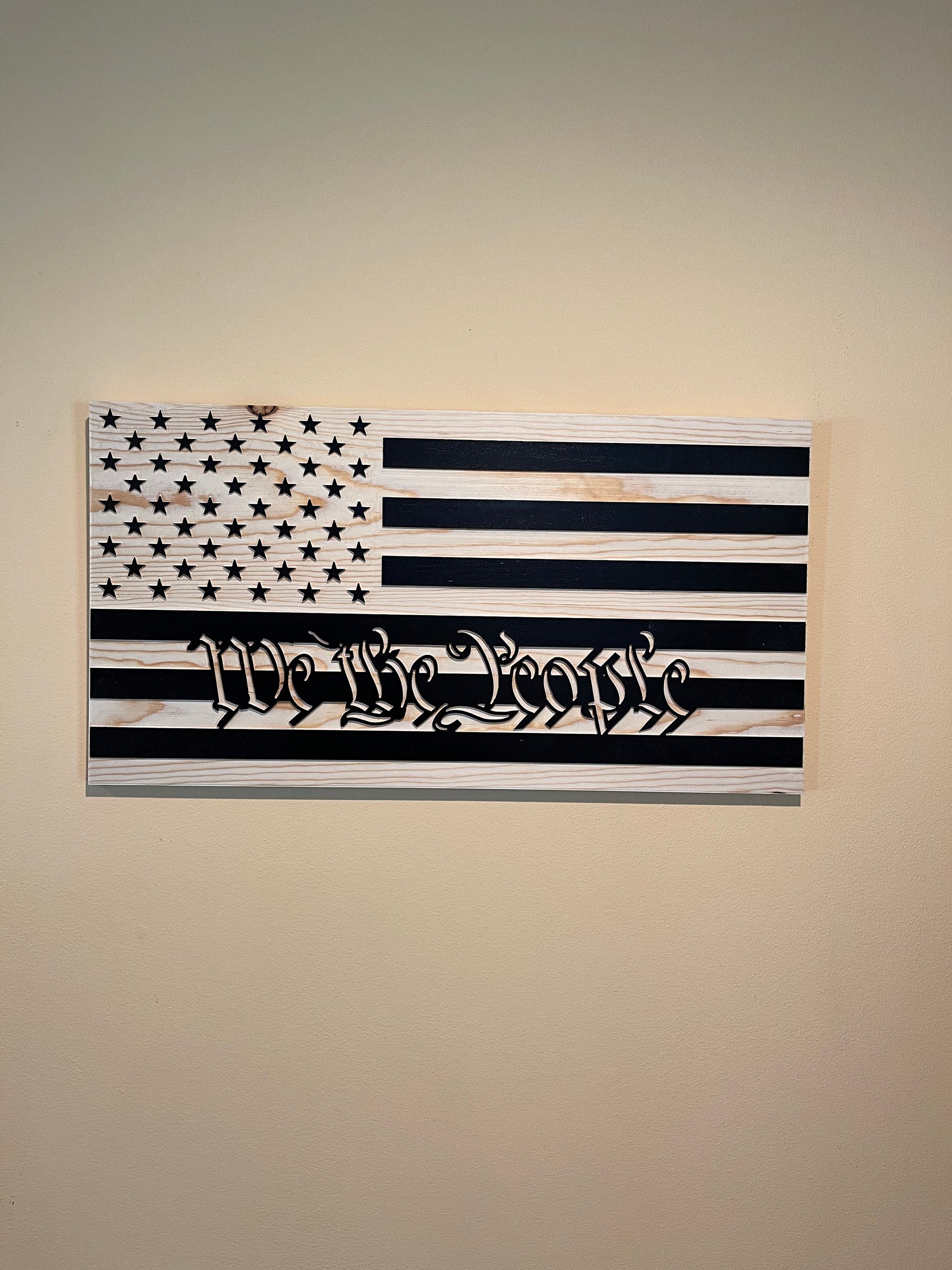 We the People American Flag Carved Wooden Wall Art