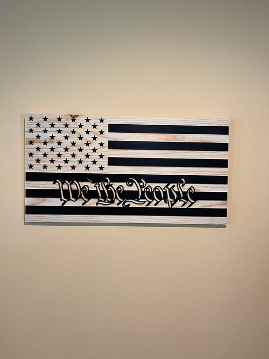 We the People American Flag Carved Wooden Wall Art