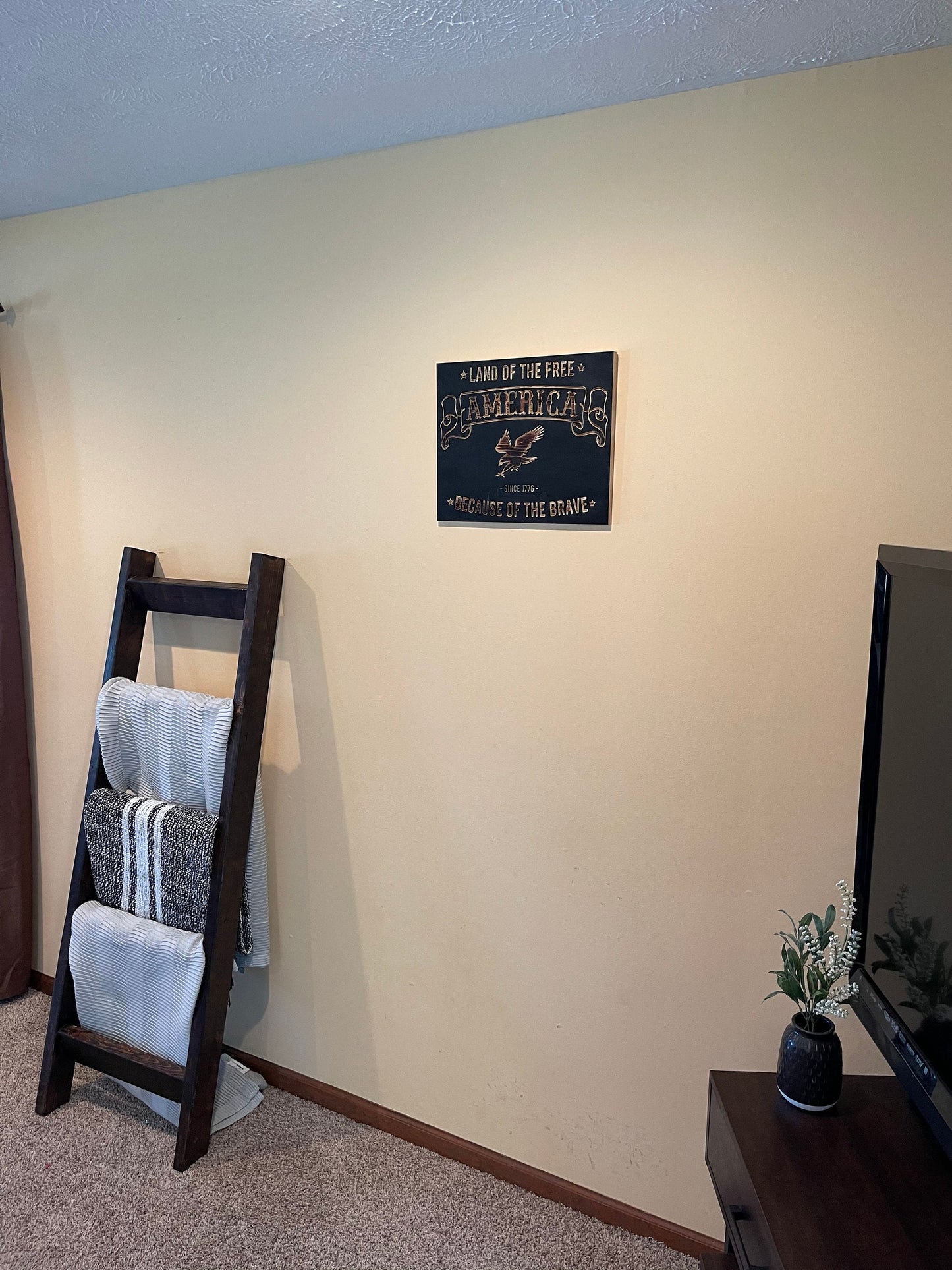 America Land of the Free Carved Wooden Wall Art