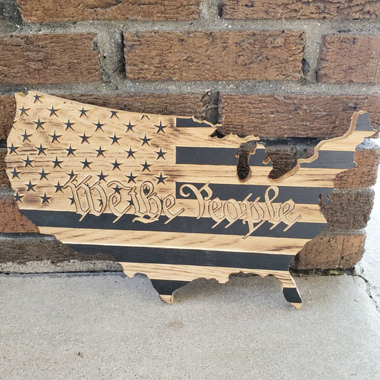 Rustic Wooden American Flag, We The People, USA Wall Decor