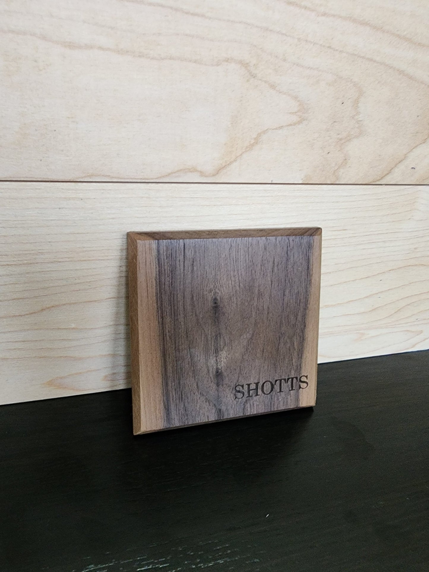 Personalized Walnut Wood Coaster Set with Holder, Engraved Corporate Gift