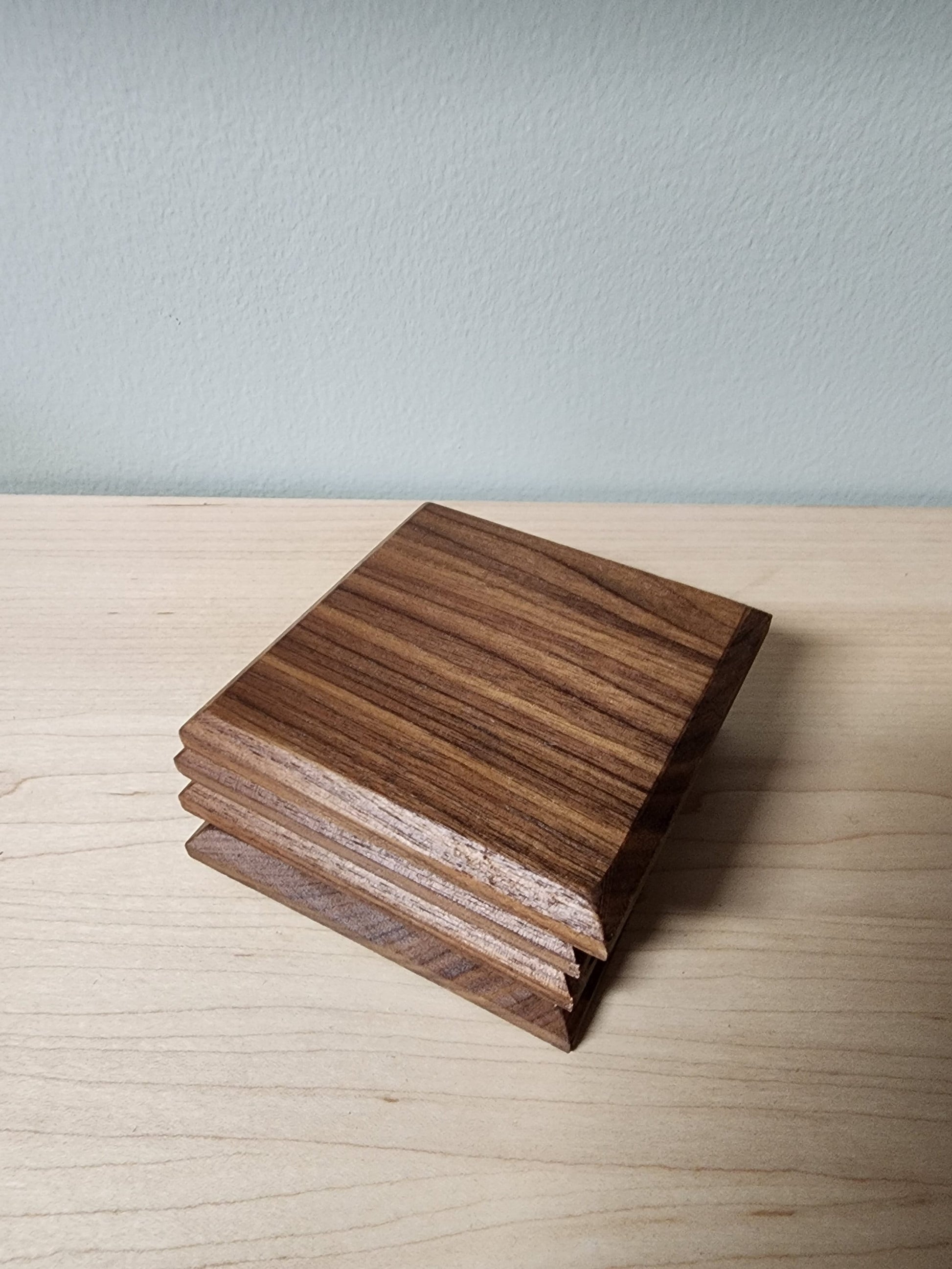 Handmade Walnut Coasters Set, Square Wooden Drink Coasters, Housewarming Gift