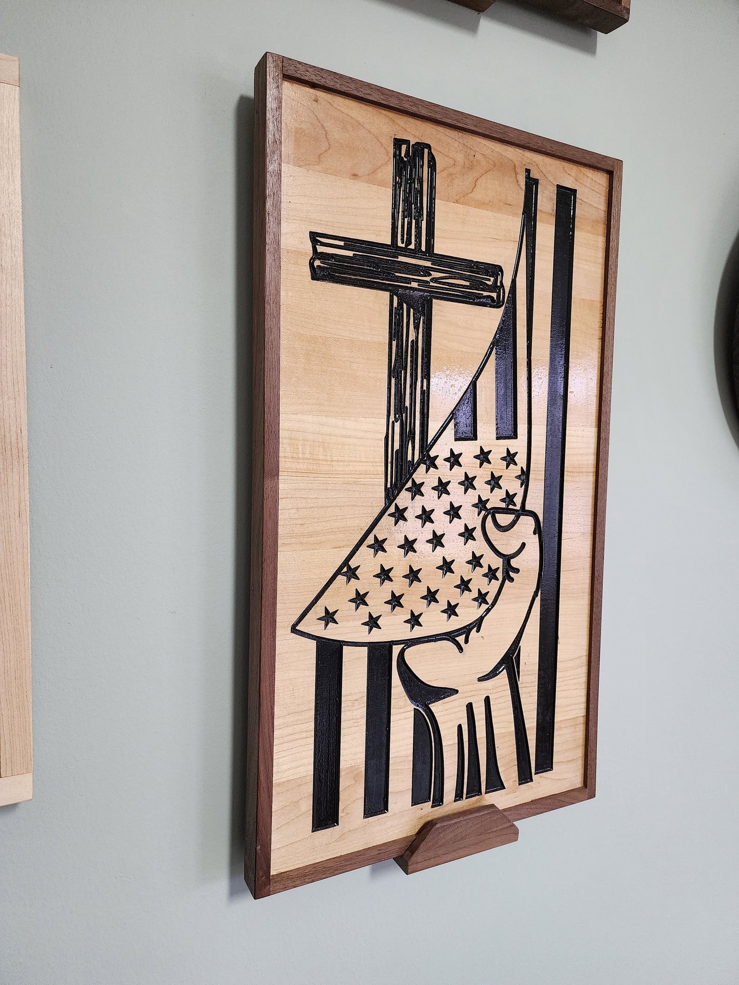 Wooden American Flag Cross Sign, Patriotic Wall Art, Veteran Gift
