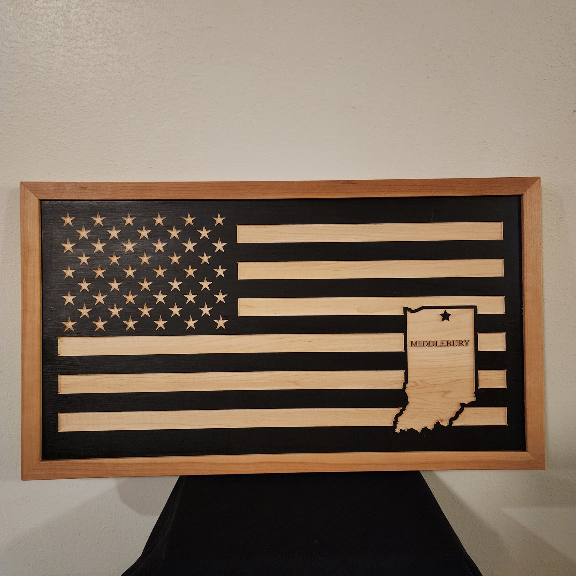 Custom State Carved Wooden American Flag Wall Art, Patriotic Home Decor