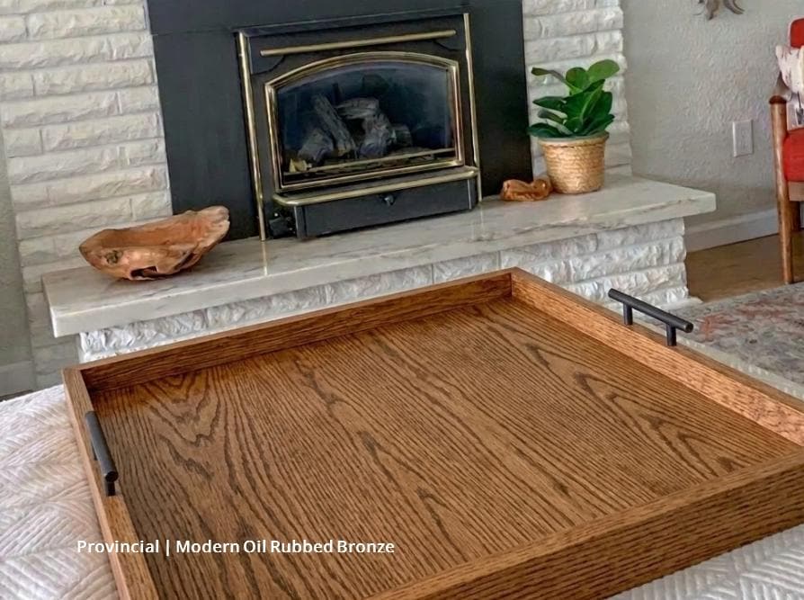 Modern Oak Serving Tray with Handles | Coffee Table Decor, Plant Tray