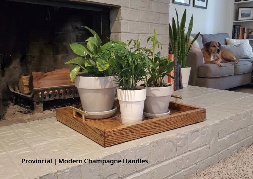 Modern Oak Serving Tray with Handles | Coffee Table Decor, Plant Tray