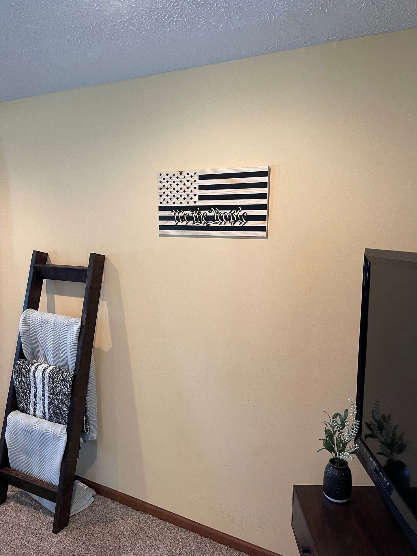 We the People American Flag Carved Wooden Wall Art